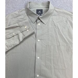 H&M‎ Shirt Mens Large Gray 100% Cotton Regular Fit Button Up